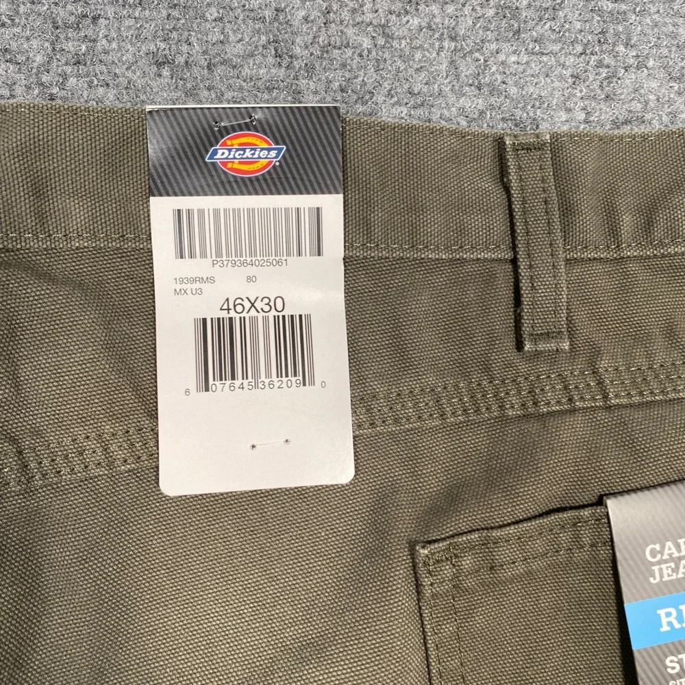 Dickies‎ Mens Carpenter Jeans Relaxed Fit Straight Leg Olive Green 46x30